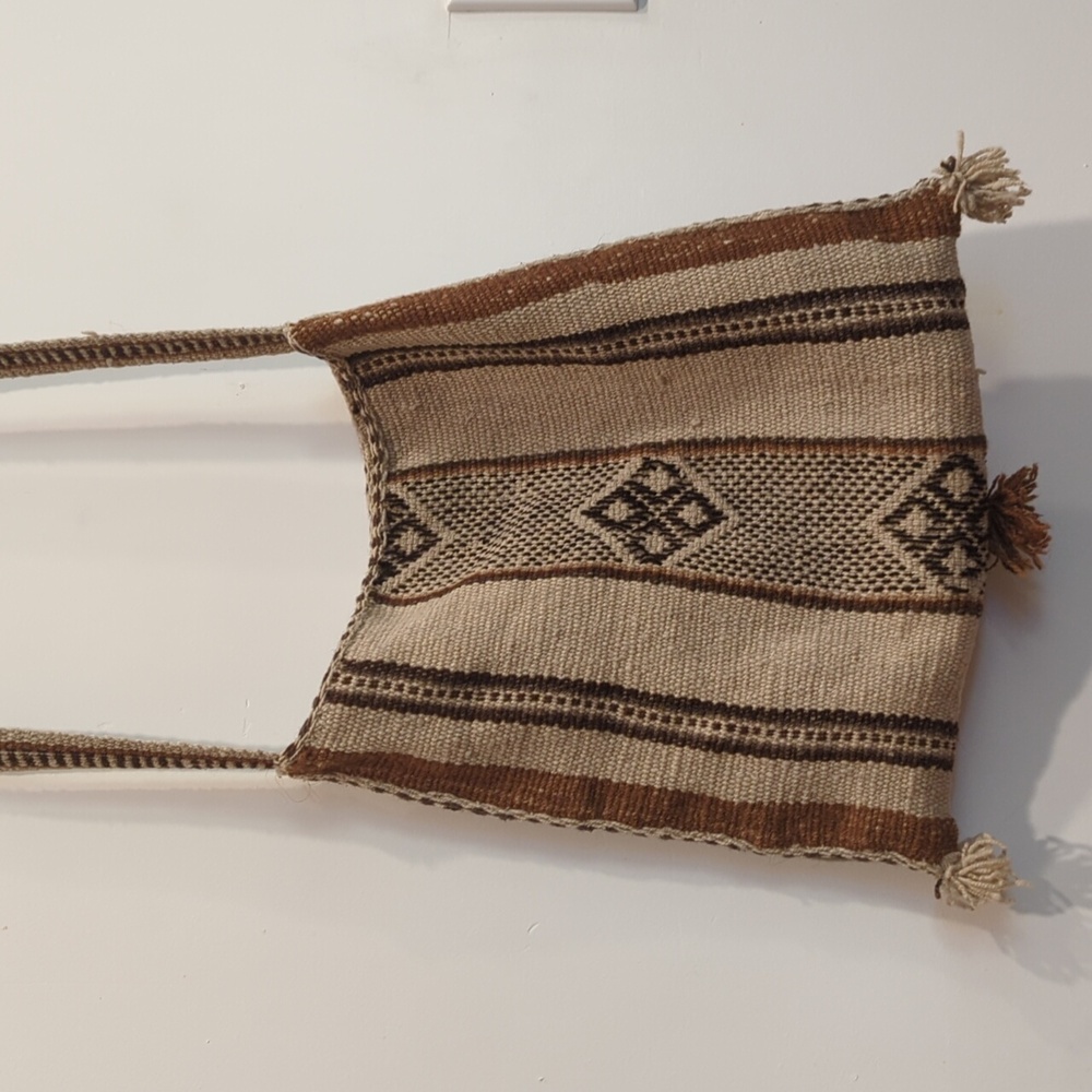 Brown and Cream Woven Shoulder Bag
